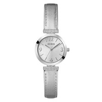 Guess Array Damen-Armbanduhr, Stahl, Leder, Silberfarben, GW0614L1