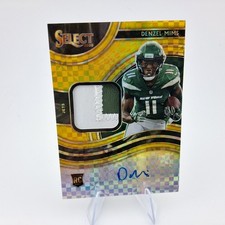 2020 Select Signature Memorabilia Gold Prizm 6/10 Denzel Mims Rookie Auto Jets