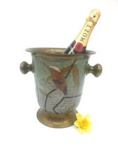 Vintage szampan - chłodnica do wina wiadro na lody mosiężna emaliowana