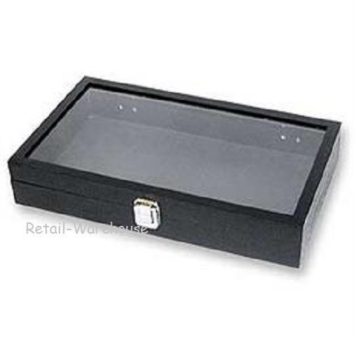 Glass Top Display Case Jewelry Organizer Multi-Purpose Faux Leather View - Bild 6 von 13