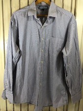 Tommy Hilfiger Men s Cotton Button Down Shirt Blue White Striped Large