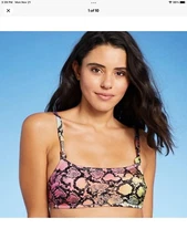 Juniors' Ribbed Bralette Bikini Top Xhilaration Tie-Dye Animal Print D/DD NWT