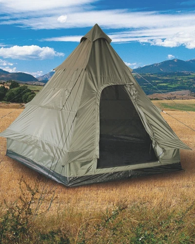 Mil-Tec 4-Man OD Green TeePee Tipi Tent Army Military Camping Shelter New