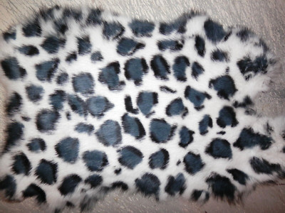 8''x12'' STENCILED Blue Leopard Rabbit Skin Hide Pelt Craft #1657