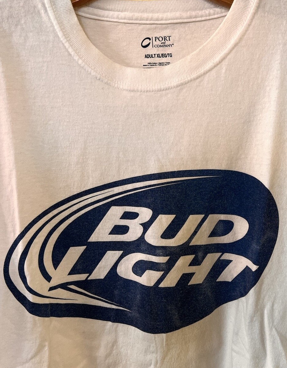 Bud Light Mens White Promo T-Shirt Size XL | eBay