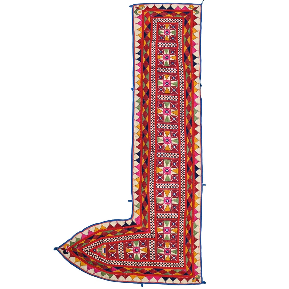 Espejo colgante de pared trabajo bordado hecho a mano tapiz algodón para decoración del hogar. Foto 3 de 4