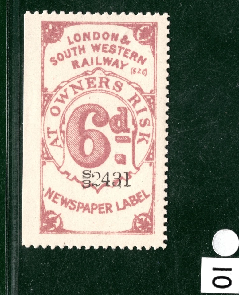 GB LONDON & SOUTH WESTERN RAILWAY Newspaper Stamp 6d Mauve LSWR Mint S2WHITE10 - Image 3 of 4