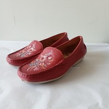 Driver Club USA Women's Red Leather Mocassins 5 Made in Brazil Nashville Loafer