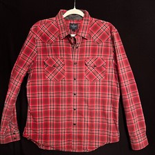 American Eagle AEO Pearl Snap Shirt Men's Size Large, Red Plaid  Western Style