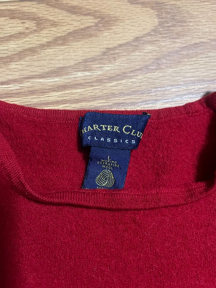 Suéter Charter Club de Lana Niñas Rojo Talla Juvenil Grande Foto 3 de 4