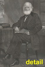 original 1862 steel engraving portrait: poet & journalist WILLIAM CULLEN BRYANT
