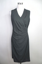 Lauren Ralph Lauren Dress Womens 10 Medium Grey Wrap Style Pleated Draped Career