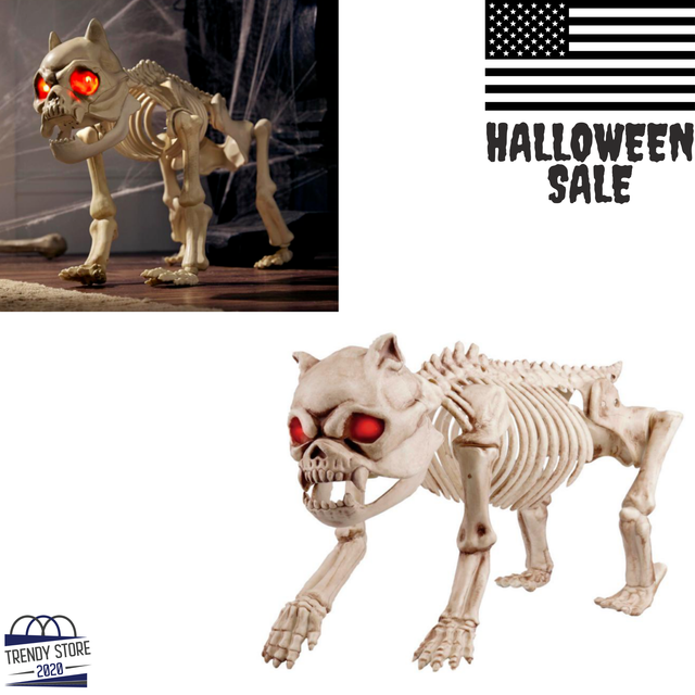 Home Accents Holiday Halloween Animated Skeleton Dog Decor Lighted Eyes