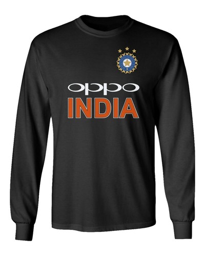 Cricket India Jersey Style Dhoni 7 Men's Long Sleeve T-Shirt - Picture 5 of 15