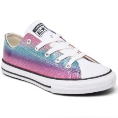 Converse All-Star glitter drip low top sneakers girls sz 3 kids shoes cute NWOB