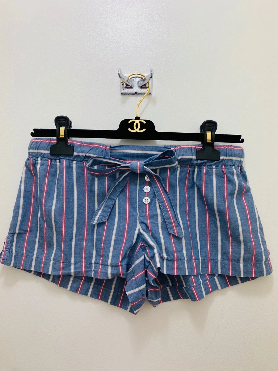 Old Navy Women Stripe Patchwork Cotton Pajama Sleep Shorts Blue Size XXS