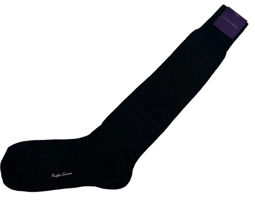 Ralph Lauren Purple Label Dress Black Houndstooth Wool Socks Made in Italy