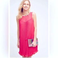 Anthropologie Maeve Layered Pleat Swing Dress Size 12 NEW