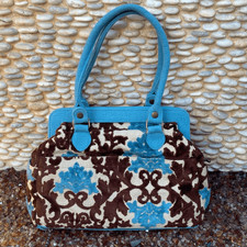 Cake By Petunia Pickle Bottom Women's Blue Brown Velvet Baby Bag One Size