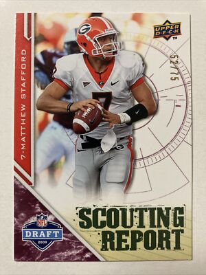 Matthew Stafford 2009 Upper Deck SCOUTING REPORT PURPLE Rookie #208 (2417) 52/75