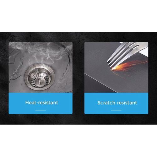 Stainless Steel Kitchen Sink 44x38cm Single Bowl Basin with Waste Strainer Black - Picture 9 of 11