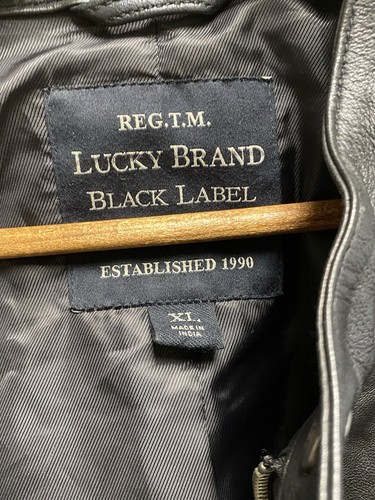 Lucky Brand Thin Light Black Leather Moto Cafe Racer Jacket Men’s XL - Picture 5 of 5