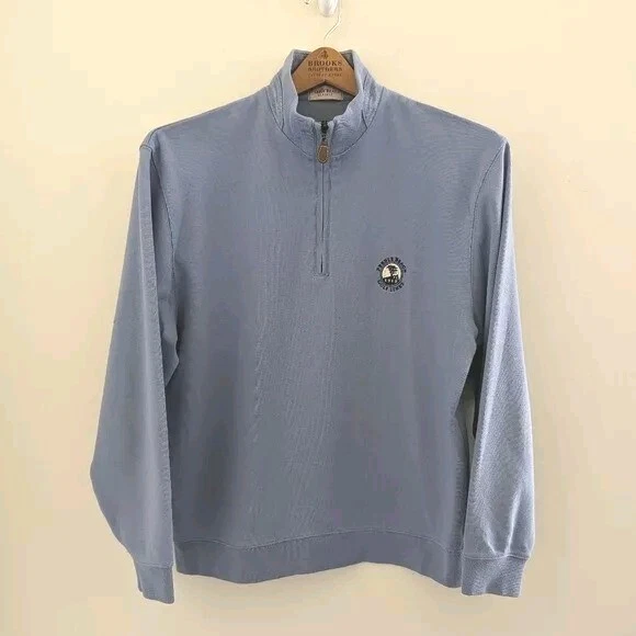 Vtg PEBBLE BEACH Pima Cotton 1/2 Zip Pullover Sweater MENS M GOLF Classic Blue - Image 2 of 4