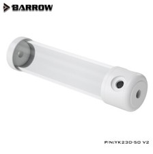 Barrow G1/4" Acrylic Clear Tube Reservoir 50mm x 230mm for Water Cooling, White