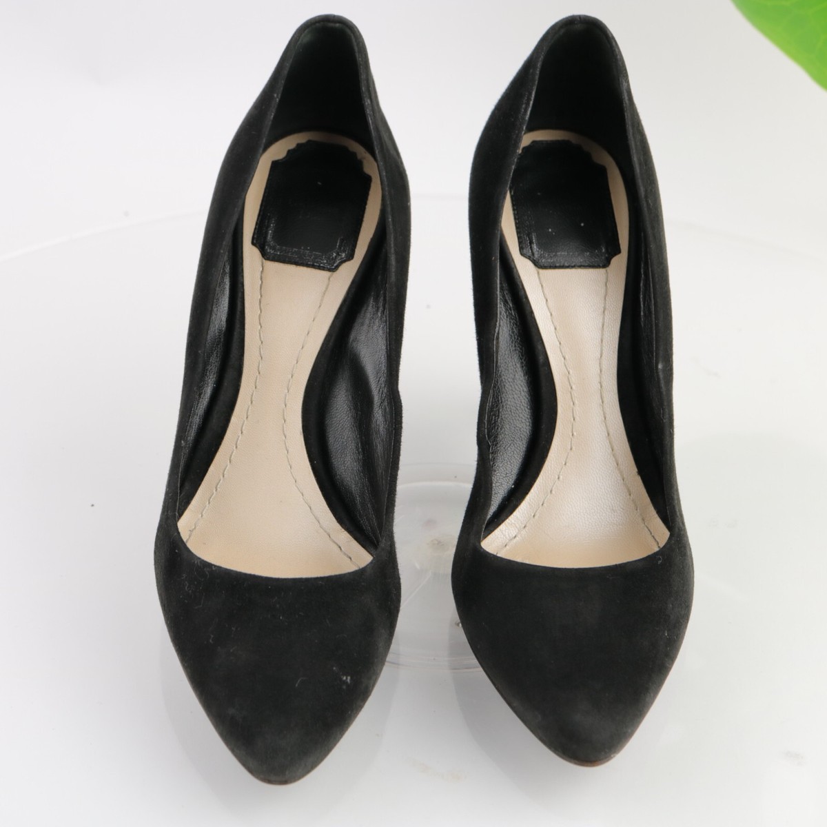 Vintage Christian Dior Womens Pump Size 38 Black Suede Mirror