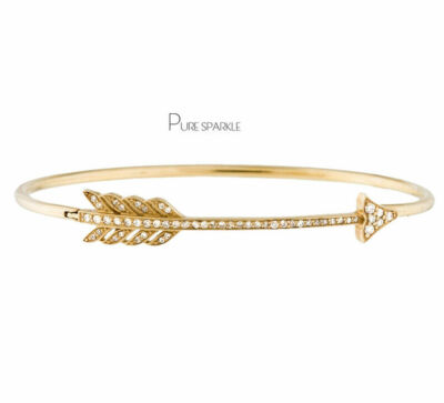14K Gold Lab-Created Diamond Arrowhead Bangle