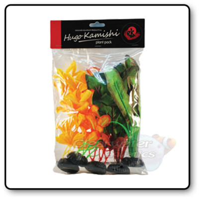 5er Pack AQUARIUM SEIDENPFLANZEN Kunstfische Weichplastik Dekoration HERBST 20cm