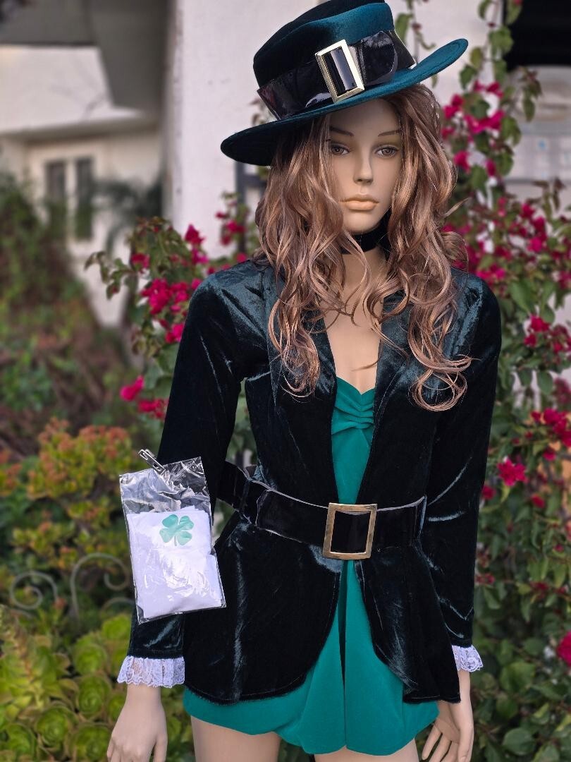 Women's Sexy St. Patrick's Leprechaun Costume w/Hat Belt, Stockings and Choker | eBay Women's Sexy St. Patrick's Leprechaun Costume w/Hat Belt, Stockings and Choker | eBay