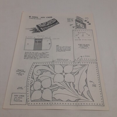 Vintage Spiral Line Leather 6 Hook Key Case Templates And Instructions Only