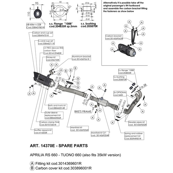 Auspuffhalterung Ersatzteil LeoVince Haltesatz Auspuffanlage FüR Aprilia RS 660-image