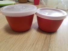 2 Tupperware Dosen Döschen rund Kunterbunt Uno braun-transparent 
