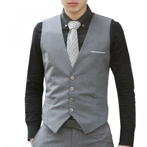 4Color Formal Men's Suit Vest Business Slim Wedding Tuxedo Waistcoat Jacket Top - 第 6/13 張圖片