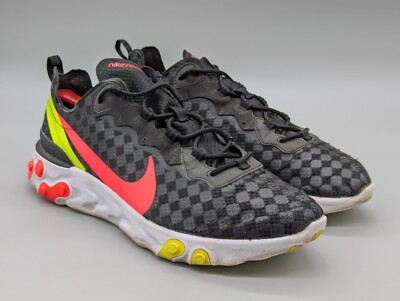 Nike Mens React Element Shoes Sneakers Black & Neon CJ0782-001 Size 12