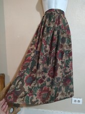 Vintage Fundamental Things Perfect Brown Red Fall Floral Pleared Skirt SZ Large