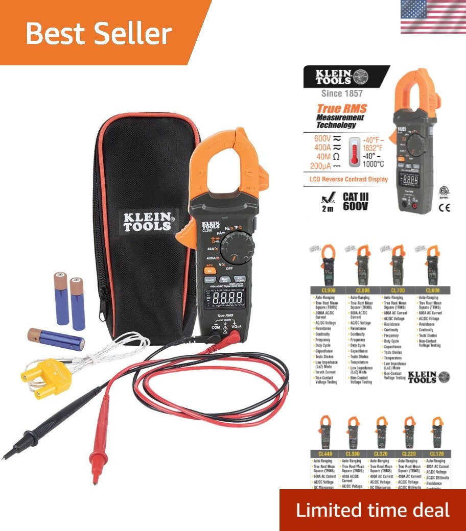 AC/DC Digital Clamp Meter, Auto-Ranging, 400 Amp, NCVT Tester Clamp Jaw Integ...
