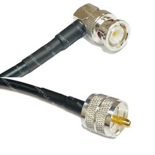 LMR195 Silver BNC MALE ANGLE to PL259 UHF Male Coax RF Cable USA Lot