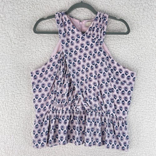 Loft rosa Blumen Schößchen Crossover Neckholder Top Damen ärmellos gefüttert Größe 14