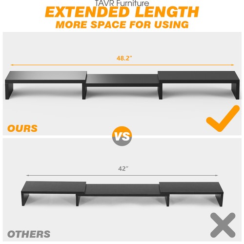 3 Wood Dual Monitor Stand Risers with Length and Angle Adjustable - Picture 5 of 8