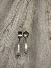VINTAGE BABY SPOON FORK SET, WM. A. ROGERS ONEIDA LTD SILVERPLATE