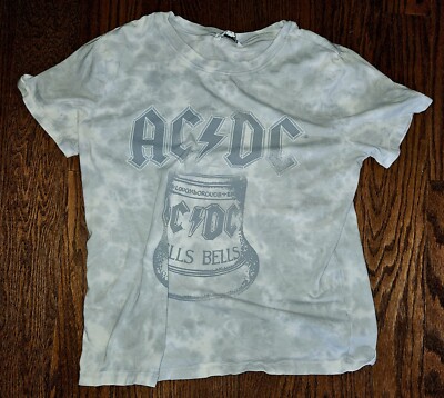  AC/DC Hells BellsElizabeth & James Graphic T-Shirt Women's,Gray White,Sz-M  