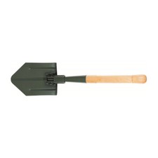 MAX Army Style Folding Spade Shovel Wooden Handle 2 Part OD Green