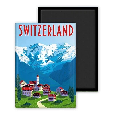 Switzerland Suisse Swiss Scenic Retro Travel-Magnet Frigo 54x78mm personnalisé