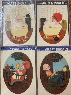 Vintage Meyercord Decals Bathing 4 Decorative Transfers 1700 F E C D 6 x8  New