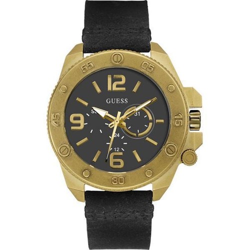 Guess Uomo Orologio W0659G2 Viper Pelle Nero Cassa Oro | eBay