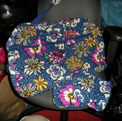 Vera Bradley Grand Traveler and cosmetic trio in African Violet