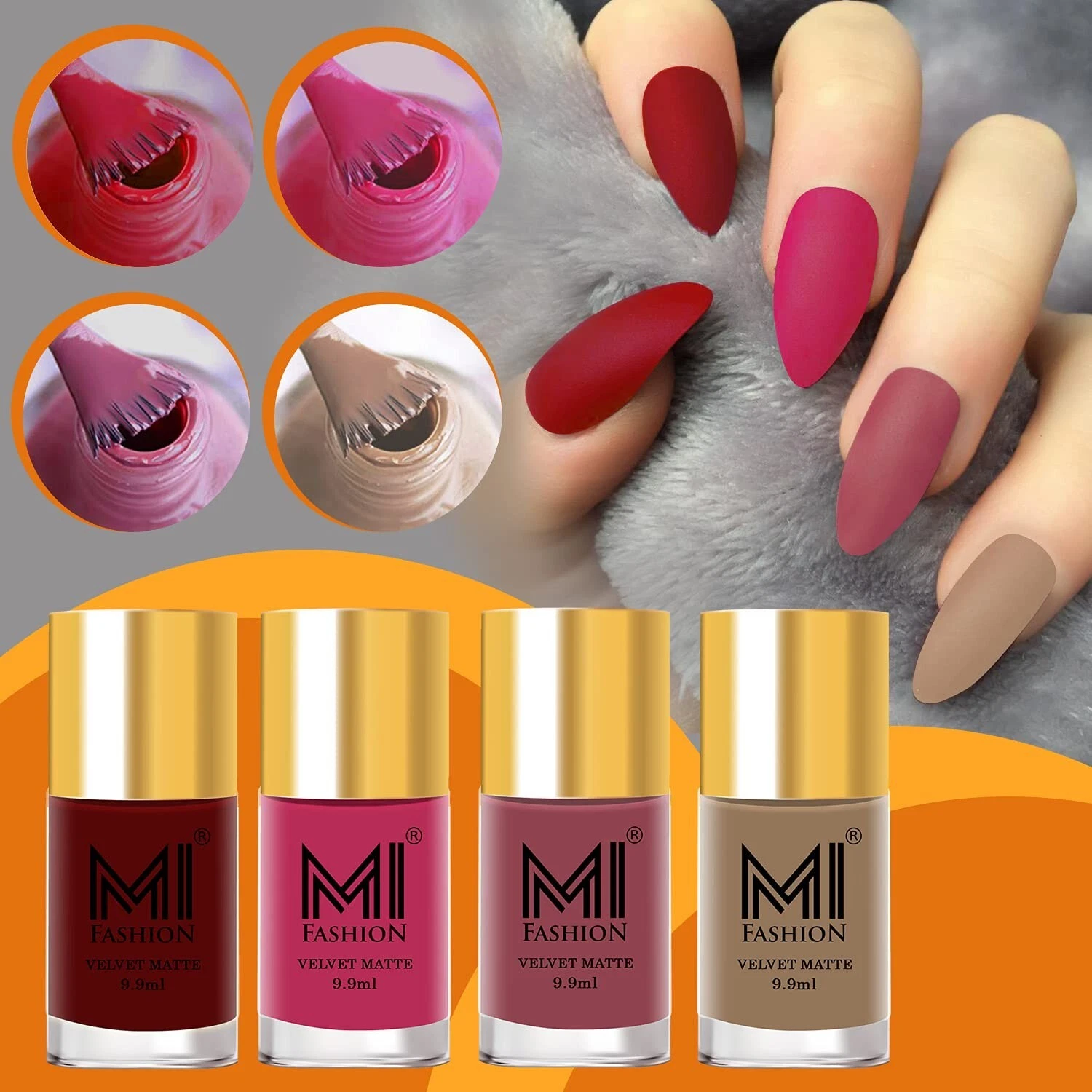 MI FASHION Soft Smooth Unique Matte Finish Nail Polish Combo Sets Of 4 Unique Co